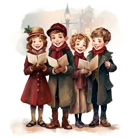 10 Christmas Carolers Clipart for Christmas Card Making & Crafts Christmas Carol Singers Clipart ... - drawing of xmas carolers