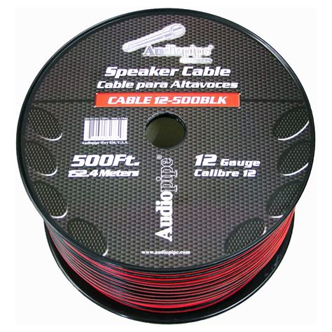 Audiopipe CABLE12BLACK | 500 Feet 12 Gauge Speaker Wire Cable | Red / Black