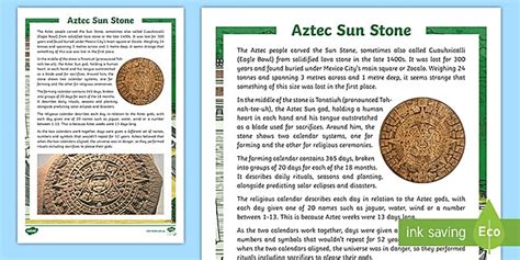 Aztec Sun Stone Fact File (teacher made) - Twinkl