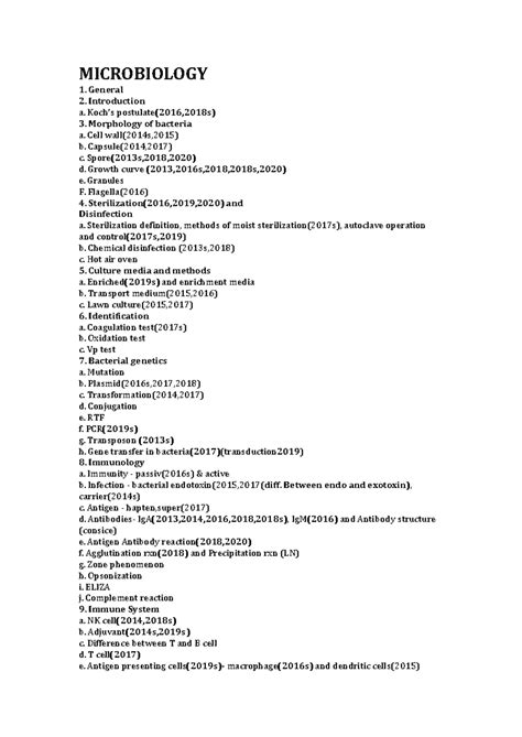 Microbiology - ... - MICROBIOLOGY 1. General 2. Introduction a. Koch’s ...