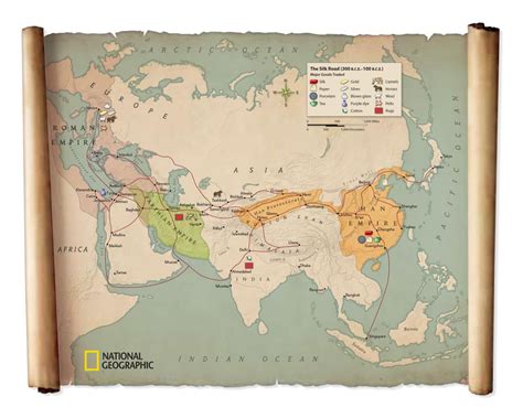 Map of the Silk road and empires in the 1st... - Maps on the Web