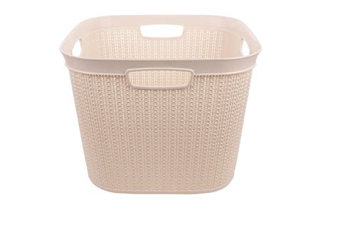 All Time Cresta Knit PPHP-Plastic Square Basket, 41 Liters, Cream ...