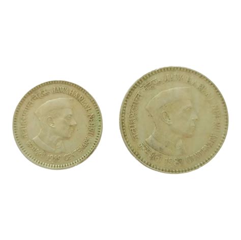 1989 Jawaharlal Nehru Centenary Coins Set of 1 Rupee & 5 Rupees