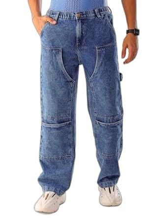 Buy The Indian Garage Co Men Relaxed Fit Solid Mid-Rise Loose Baggy ...