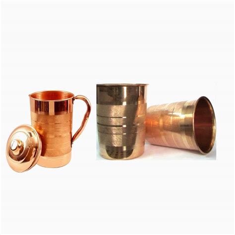 Buy Ashoka Copper Jug with 2pc Copper Glass Set (2000ml Copper jug ...