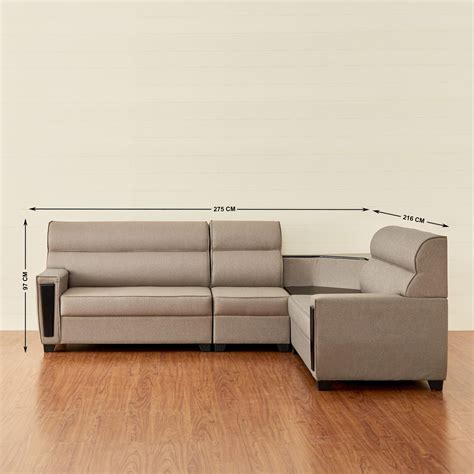 Buy Helios Prixa Fabric 5-Seater Right Corner Sectional Sofa - Beige ...