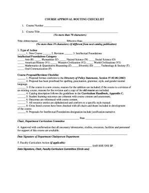 COURSE APPROVAL ROUTING CHECKLIST - Buffalo State - Fill and Sign ...