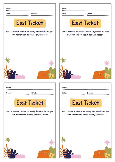 Free Printable Exit Ticket Templates You Can Customize Canva - Fillable ...