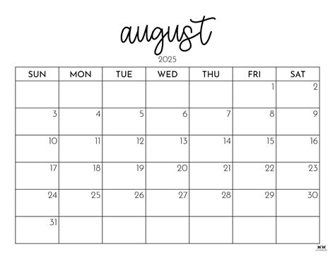 August 2025 Calendar Printable Free Pdf Printable - Joly Roxana