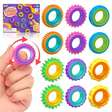 Fidget Toys Sensory Rings for Kids: 12 Pack Finger Spinner Rings ...