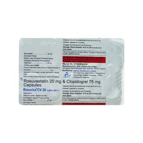 Rosurica Cv 20mg Strip Of 10 Capsules: Uses, Side Effects, Price ...