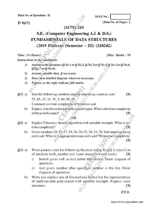 Be aids 3 sem fundamentals of data structures dec 2023 - Q1) a) Sort ...