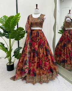 LADALI Printed Semi Stitched Lehenga Choli - Buy LADALI Printed Semi ...
