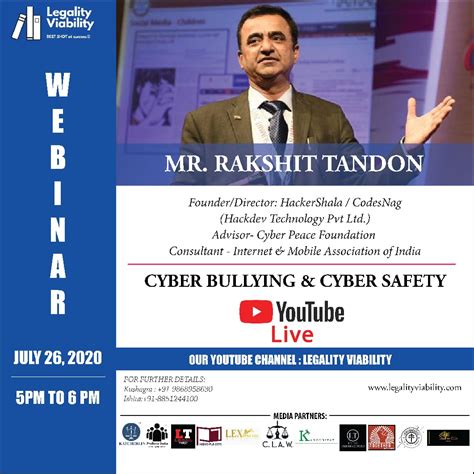 WEBINAR ON "CYBERBULLYING & CYBER SAFETY" BY LEGALITY VIABILITY ...