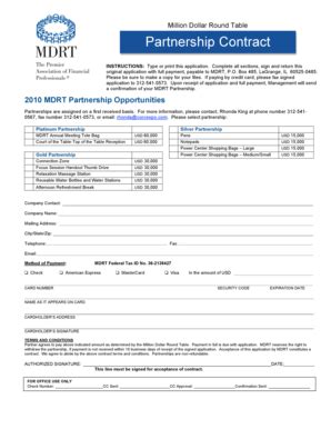 Fillable Online mdrt Partnership Contract - Million Dollar Round Table ...