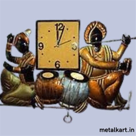 Geet Nritya Vadya Wall Clock (20 x 16 Inches) - Punam Metalcrafts