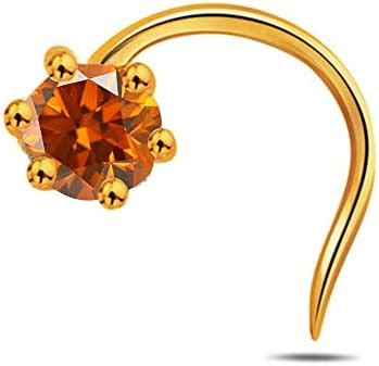 Buy Heartly 14K Yellow Gold and Diamond Goldie Nose Pin Studs Teeth ...