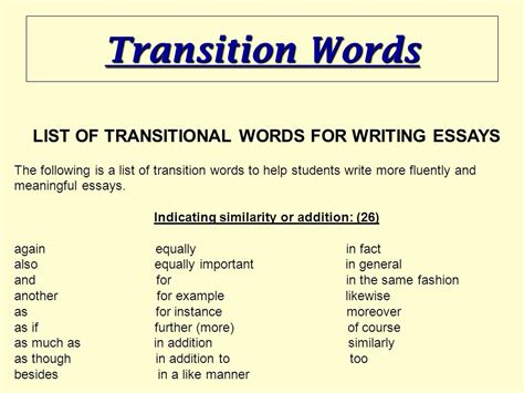 Image result for Good Paragraph Transition Words