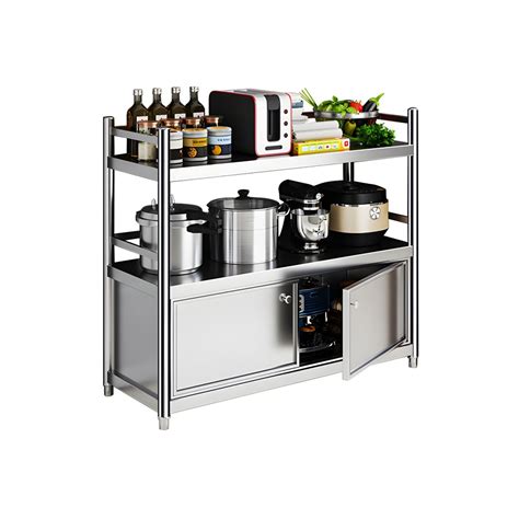 Industrial Stainless Steel Baker's Rack with Cabinets Silver Baker's ...