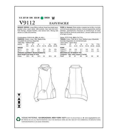 Vogue Marcy Tilton Wrap Neck Bubble Dress Sewing Pattern, 9112, Y
