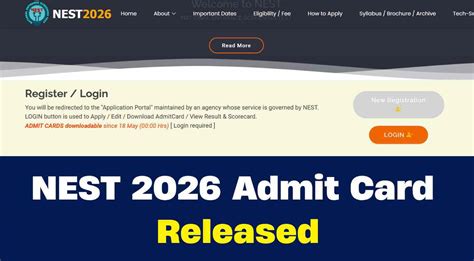 NEST 2026 admit card released, check direct link and steps to download ...