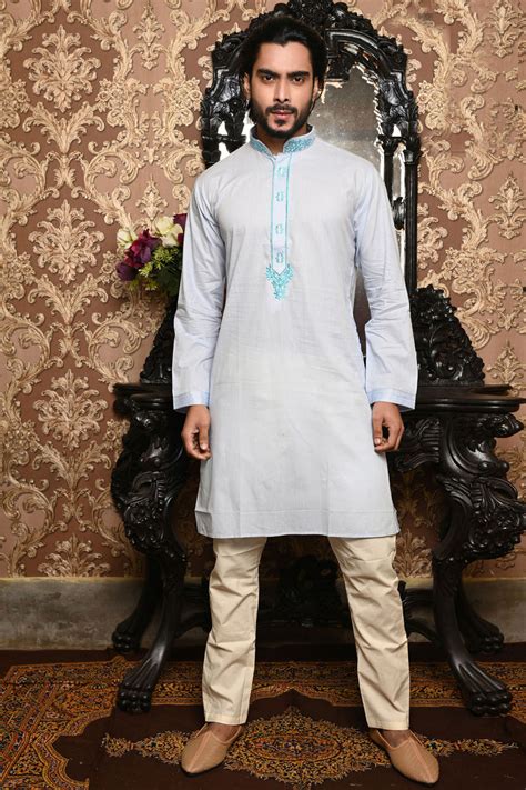 HAMSAFAR Men’s White Cotton Designer Wear Kurta – Hamsafar Emporium