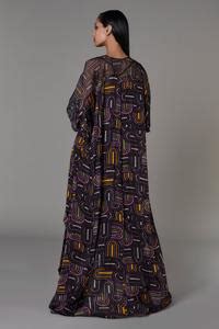 Buy Purple Chiffon Semi Circle Motifs Pleated Skirt For Women by ...