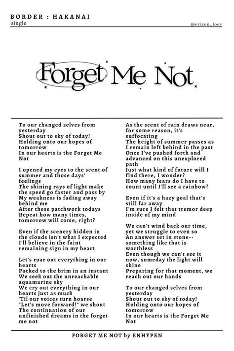 Forget Me Not - ENHYPEN Song Lyrics