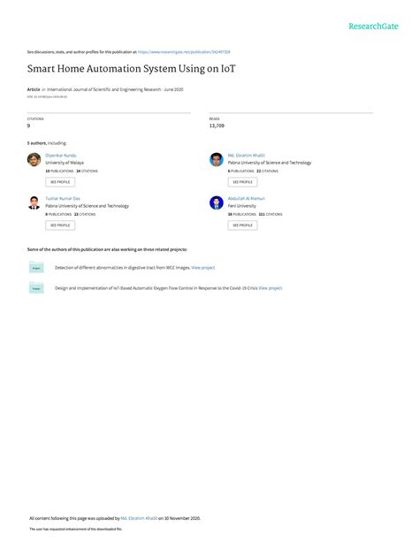 Smart Home Automation System Using on Io T - See discussions, stats ...