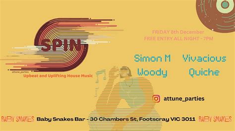Spin - FREE House music event., Baby Snakes Bar, Footscray, 8 December ...