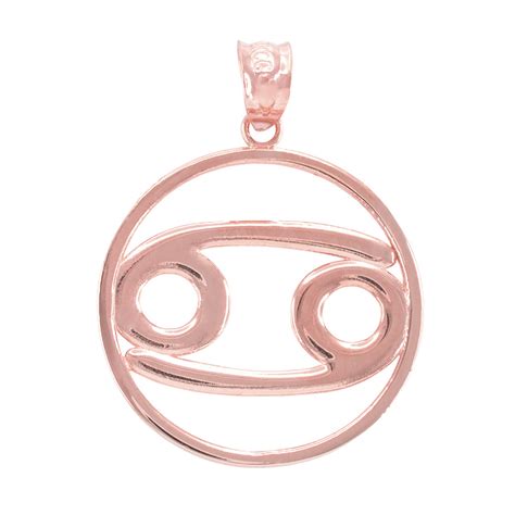 Rose Gold Cancer Zodiac Sign Round Pendant Necklace