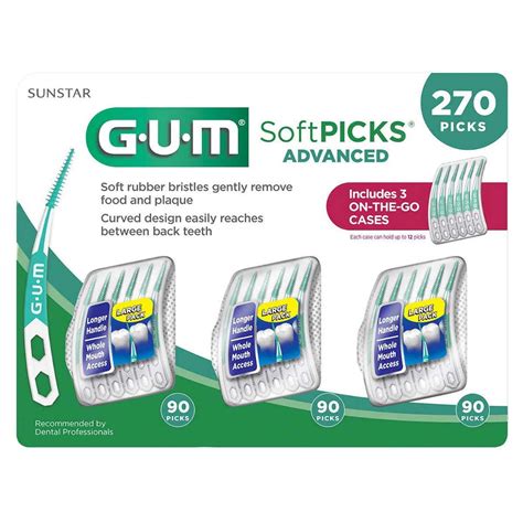 Sunstar GUM Soft-Picks Advanced - 3 On The Go Cases (270 Picks Total ...