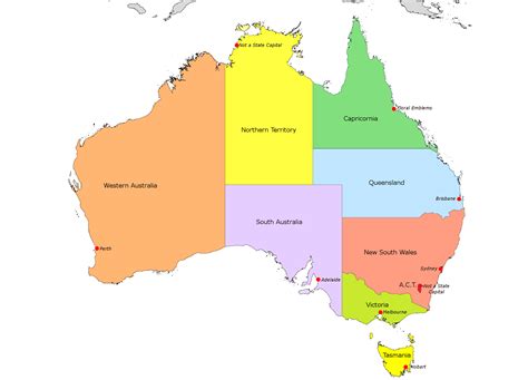 Printable Map Of Australia With States And Capital Cities - Printable ...
