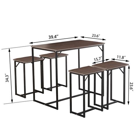 Buy 5 Piece Dining Table Set Wood Top 4 Chair for Kitchen Dining ...