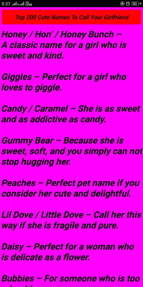 Nicknames For Girlfriends