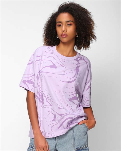 Buy Women's Purple Tie & Dye Oversized T-shirt Online at Bewakoof