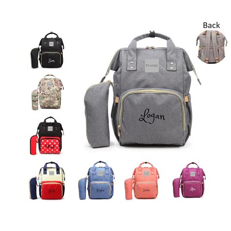 PERSONALIZED Large Diaper Bag Knapsack PINK /GREY Custom - Etsy