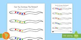 Two Colour Repeating Pattern Snake Fingerprint Worksheet / Worksheet