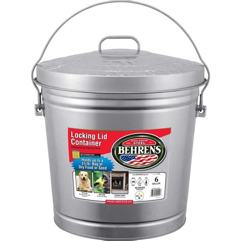 Behrens 6 gal Galvanized Steel Garbage Can Lid Included Animal Proof ...