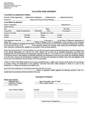 Fillable Online ok Collateral bond agreement state of oklahoma ...