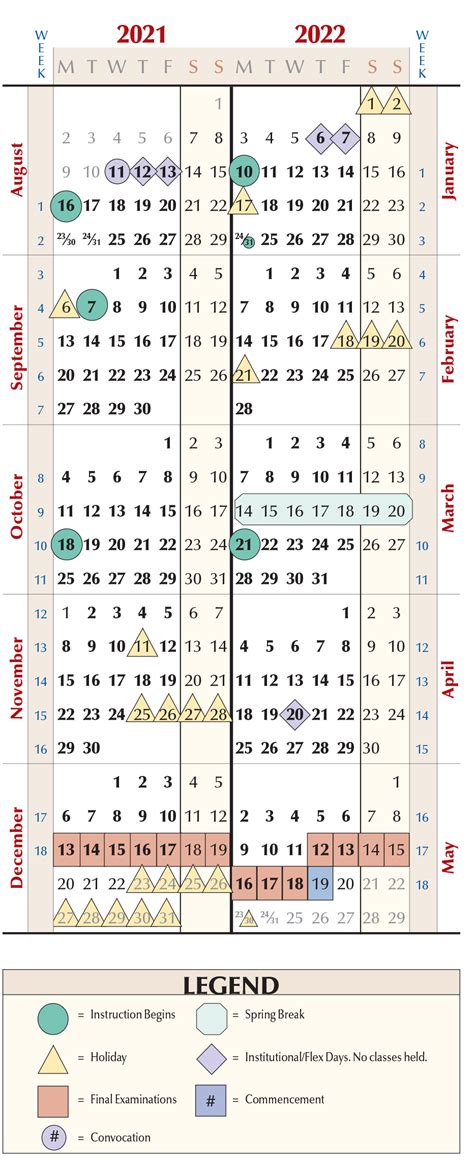 Chapman Academic Calendar | Calendar Hexagon