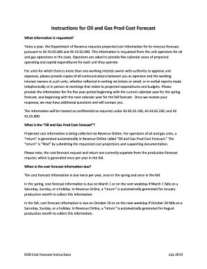 AK DOR Cost Forecast Instructions 2019-2026 - Fill out Tax Template Online