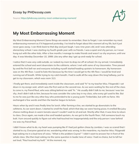 My Most Embarrassing Moment Narrative Essay Sample - PHDessay.com