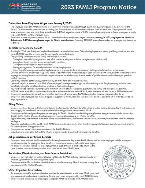 Free Colorado FAMLI Program Notice Labor Law Poster 2026