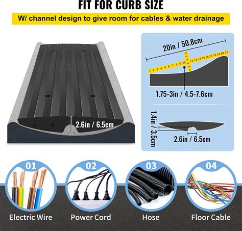 Buy VEVOR 2 Pack Driveway Rubber Curb Ramps Kit Heavy Duty Car ...