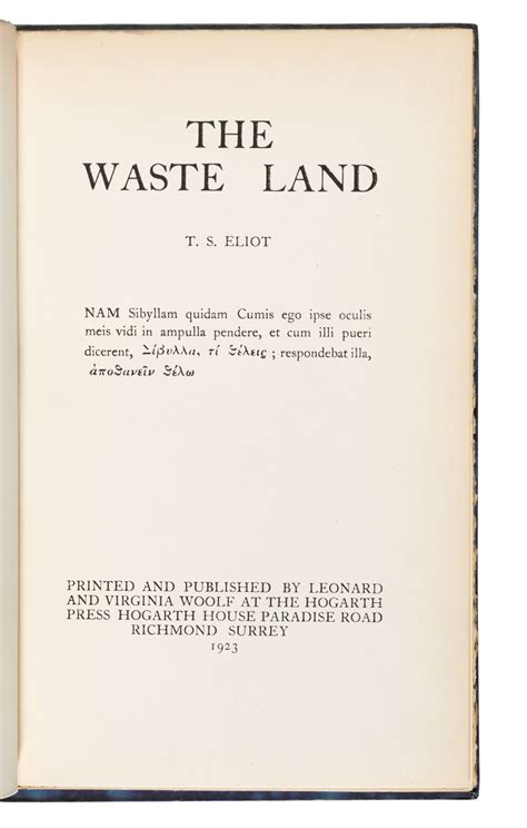 T.S. Eliot (1888-1965) , THE WASTE LAND. 1923 | Christie's
