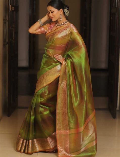 Ombre TISSUE silk Saree - Green | AbirabyBeena