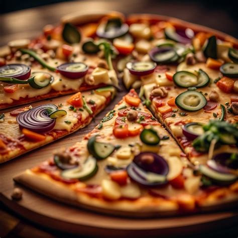 A delicious cheesy veg round pizza | Premium AI-generated image