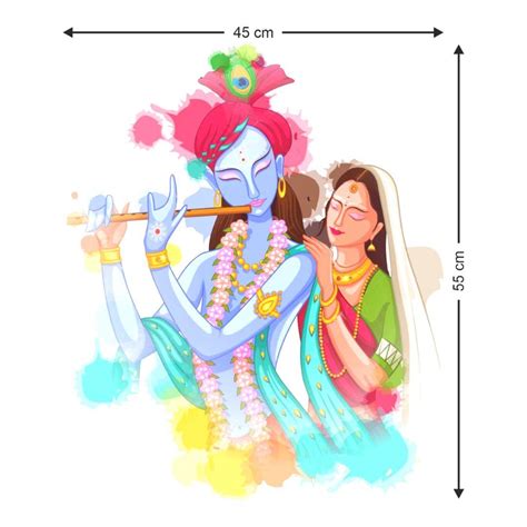 Radha Krishna Wall Sticker (PVC Vinyl, Self-adhesive) – Rangoli