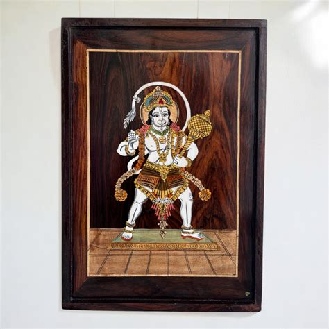 Colored Inlay Hanuman Ji Wooden Art | Made with Intricately Assembled ...